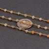 50 Feets Multi Moonstone Rosary Style 2.5mm-3mm Beaded Chain -Bulk Wholesale 24k Gold Plated Chain view 2