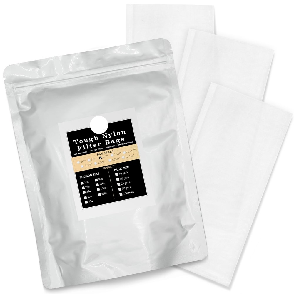 Gutenberg's tough 4x7 inch nylon micron filter bags 25-50 Packs | tea filter bags | All Micron Sizes (25-pack, 75 Micron (u))