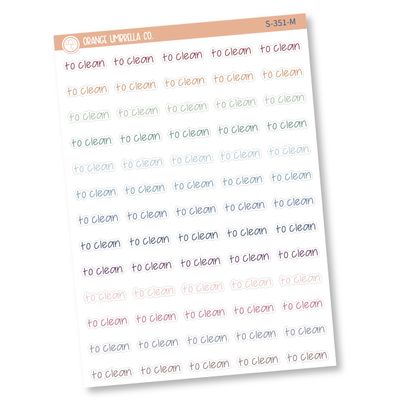 To Clean Stickers, Script "To Clean" Stickers for Planner, Color Print Planning Stickers, FJP (S-351-M) Muted Rainbow