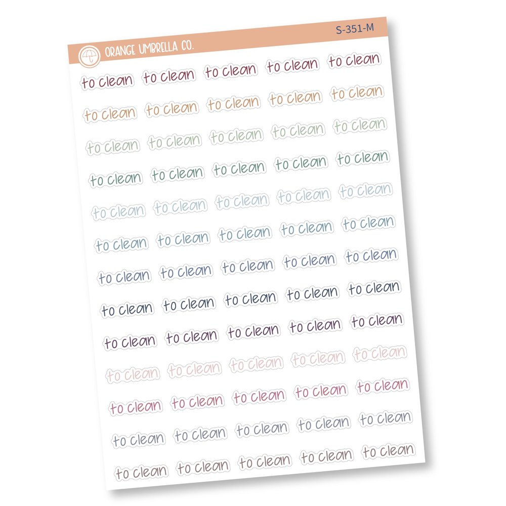 To Clean Stickers, Script "To Clean" Stickers for Planner, Color Print Planning Stickers, FJP (S-351-M) Muted Rainbow