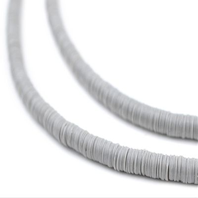 The Bead Chest African Vinyl Beads, Ghana Vulcanite Crafts Supplies for DIY Jewelry Making, Necklaces, Bracelets (4mm, Grey)