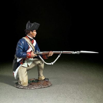 W. Britain's Toy Soldiers W. Britains American Revolution 16086 Continental Line 1st American Regiment Kneeling Ready 1:30 Scale Pewter