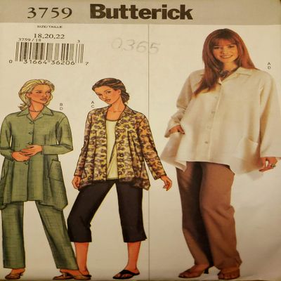 3759 Butterick Misses Shirt Pants Uncut Size 18-22