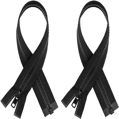 #5 Molded Black Vislon YKK Separating Zippers - Automatic Lock Slider - Made in The United States (2 Pieces Per Pack) (9" Inches)