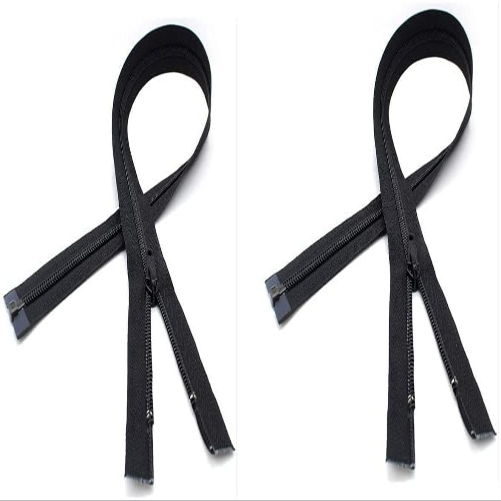 #5 Nylon Coil Separating YKK Lightweight Black Jacket Zippers - 2 Zippers Per Pack - Made in The United States - Choose Your Length (30" Inches)