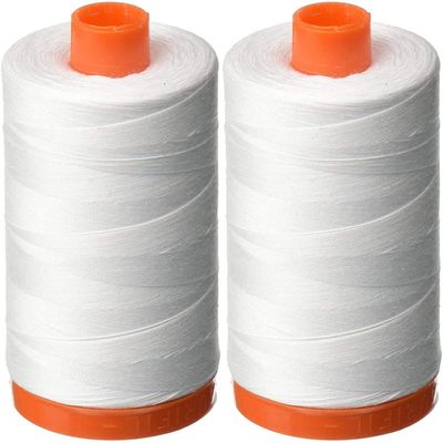Aurifil A1050-2024 Mako Cotton Thread Solid 50WT 1422Yds White Pack of 2