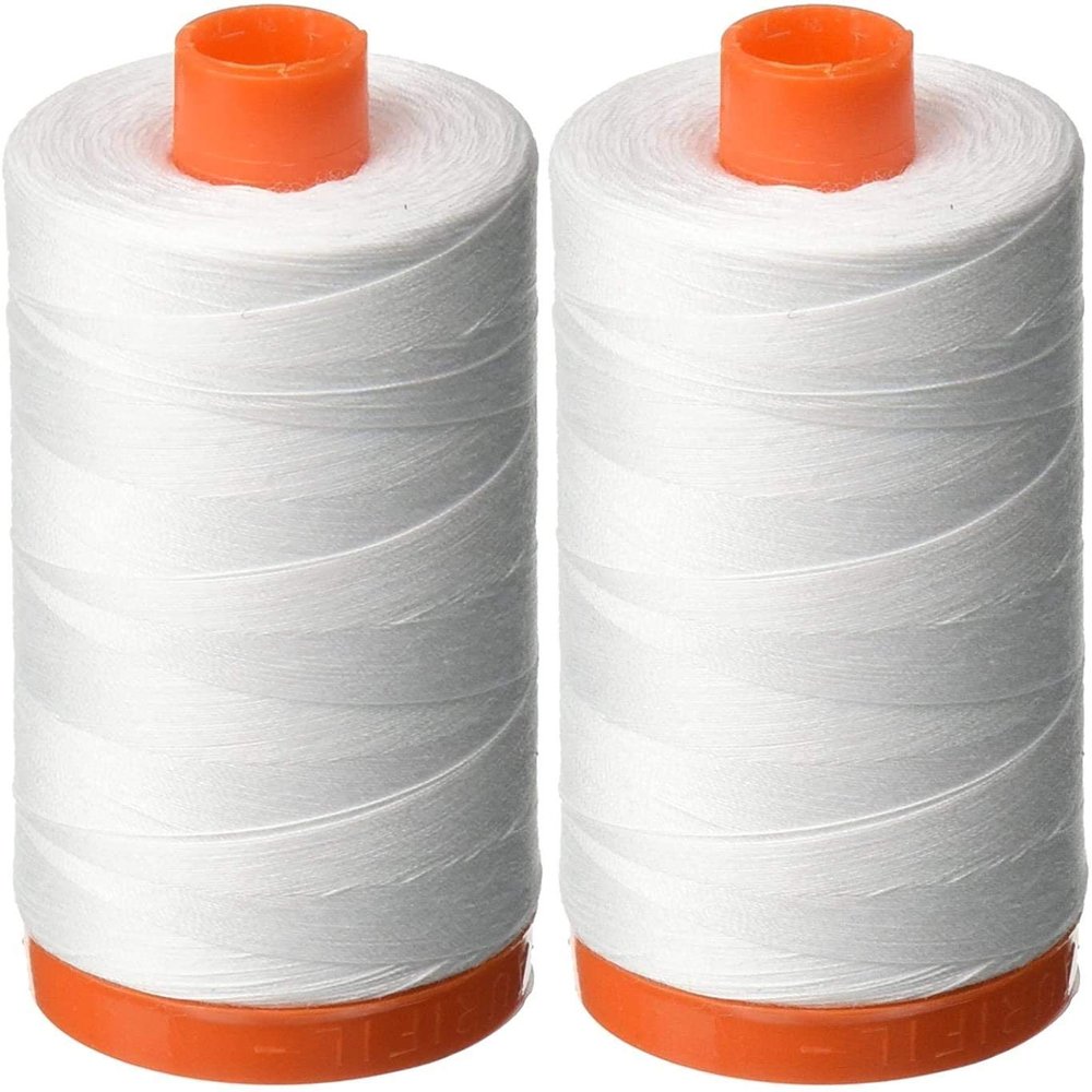 Aurifil A1050-2024 Mako Cotton Thread Solid 50WT 1422Yds White Pack of 2