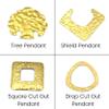 Hammered Copper Components | Gold Plated Copper Jewelry Components | Hammered Pendants and Connectors | Moon Hoop Crescent Square Components SquareCutOut Pendant view 1