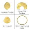 Hammered Copper Components | Gold Plated Copper Jewelry Components | Hammered Pendants and Connectors | Moon Hoop Crescent Square Components SquareCutOut Pendant view 4