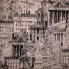 Sizes: Half Yard (18 x 44) City Buildings NYC Washington DC UK Greece Black White Cotton Fabric BTHY view 1