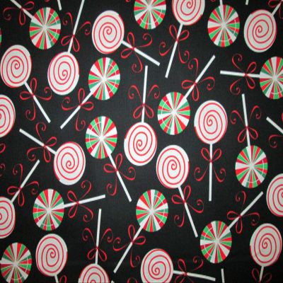 Fat Quarter (18 x 22) Lollipop Holiday Candy Suckers Red Green Cotton Fabric FQ