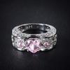 SixTwo Princess 925 Silver Red Ruby Gemstone Birthstone Wedding Engagement Heart Ring Simulated Garnet Heart & Cz Ring Solitaire Promise Ring (Pink, 6) view 2