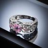 SixTwo Princess 925 Silver Red Ruby Gemstone Birthstone Wedding Engagement Heart Ring Simulated Garnet Heart & Cz Ring Solitaire Promise Ring (Pink, 6) view 3