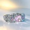 SixTwo Princess 925 Silver Red Ruby Gemstone Birthstone Wedding Engagement Heart Ring Simulated Garnet Heart & Cz Ring Solitaire Promise Ring (Pink, 6) view 4