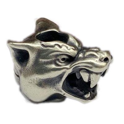 TAOYATAO Brass Kenai Mountain Wolf Head EDC Bead DIY Paracord keychain Bead Bracelet Accessories Bead,Necklace Pendant Bead,Lanyard Bead,Brass Charms(1 pc) (White Brass)