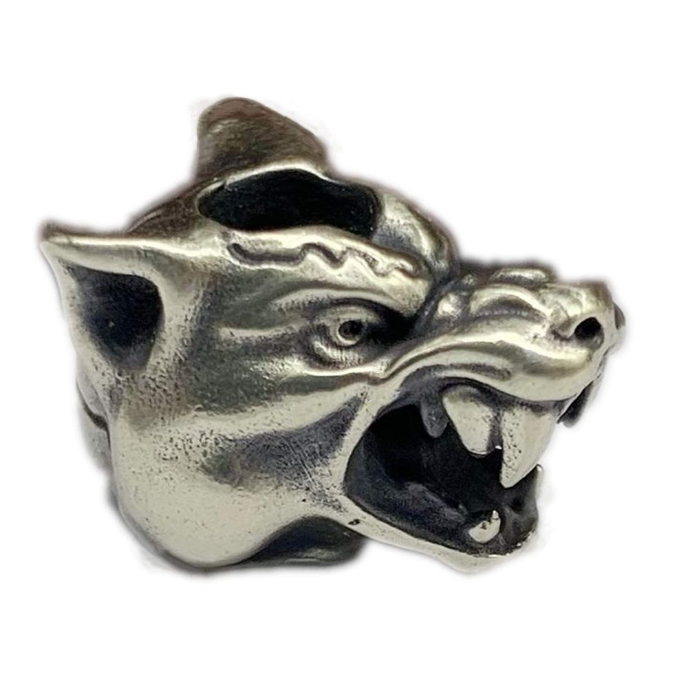 TAOYATAO Brass Kenai Mountain Wolf Head EDC Bead DIY Paracord keychain Bead Bracelet Accessories Bead,Necklace Pendant Bead,Lanyard Bead,Brass Charms(1 pc) (White Brass)