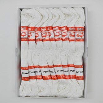 HUNNY-BUNCH Madura Coats Doli Stranded Cotton Skiens Cross/Long Stitched Cotton Embroidery Threads (Set of 25 Pieces) (Shade No. White)