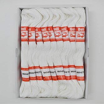 HUNNY-BUNCH Madura Coats Doli Stranded Cotton Skiens Cross/Long Stitched Cotton Embroidery Threads (Set of 25 Pieces) (Shade No. White)