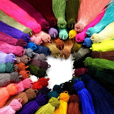 Tassels | 6 inch Knot Cap Tassel Silk Mala Boho Festival Gypsy Tassel | Tassel Pendants | Red Orange Yellow Green Blue Purple White Black - Ocean
