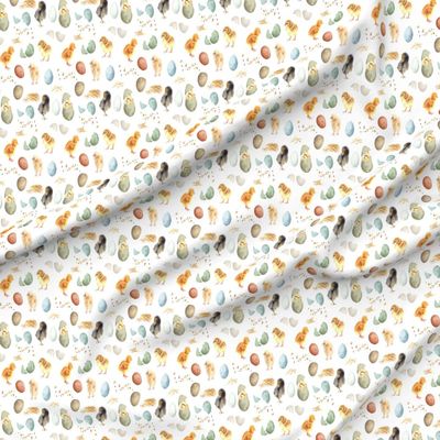 Spoonflower Fabric - Easter White Bunny Kids Spring Watercolor Eggs Printed on Petal Signature Cotton Fabric by The Yard - Sewing Quilting Apparel Crafts Decor