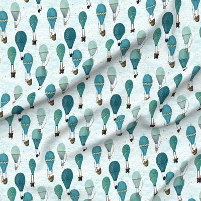 Spoonflower Fabric - Forest Animal Hot Air Balloon Day Adventure Stars Deer Woodland Bunny Printed on Minky Fabric by The Yard - Sewing Baby Blankets Quilt Backing Plush