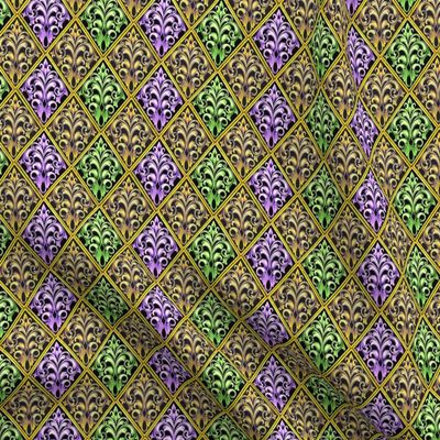 Spoonflower Fabric - Mardi Gras Green Purple Gold Celebrate Carnival Printed on Denim Fabric Fat Quarter - Bottomweight Apparel Home Decor Upholstery