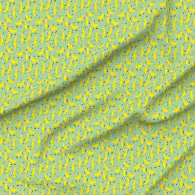 Spoonflower Fabric - Exercise Banana Blue Yellow Fruit Kids Funny Novelty Printed on Minky Fabric by The Yard - Sewing Baby Blankets Quilt Backing Plush