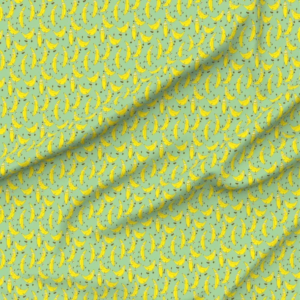 Spoonflower Fabric - Exercise Banana Blue Yellow Fruit Kids Funny Novelty Printed on Minky Fabric by The Yard - Sewing Baby Blankets Quilt Backing Plush