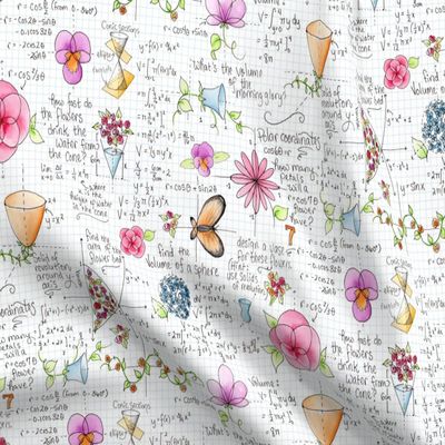 Spoonflower Fabric - Math Girl Power Princess Flowers Medium Printed on Organic Cotton Sateen Fabric Fat Quarter - Sewing Quilting Apparel Home Decor