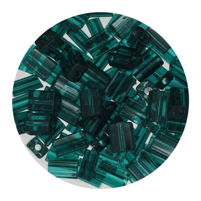 Emerald Green Transparent Rectangle Beads 5mm x 3mm Czech Glass pk/200