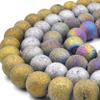 Druzy Glass Beads | Frosted Metallic Round Shaped Glass Beads | Titanium Coated Glass Bead 14mm Gold view 2
