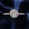925 Sterling Silver Shiny Full Diamond Gemstone Ring 1 Carat Halo Solitaire Round Cubic Zirconia Promise CZ Engagement Wedding Band Classic Four Prong Ring (9) view 1