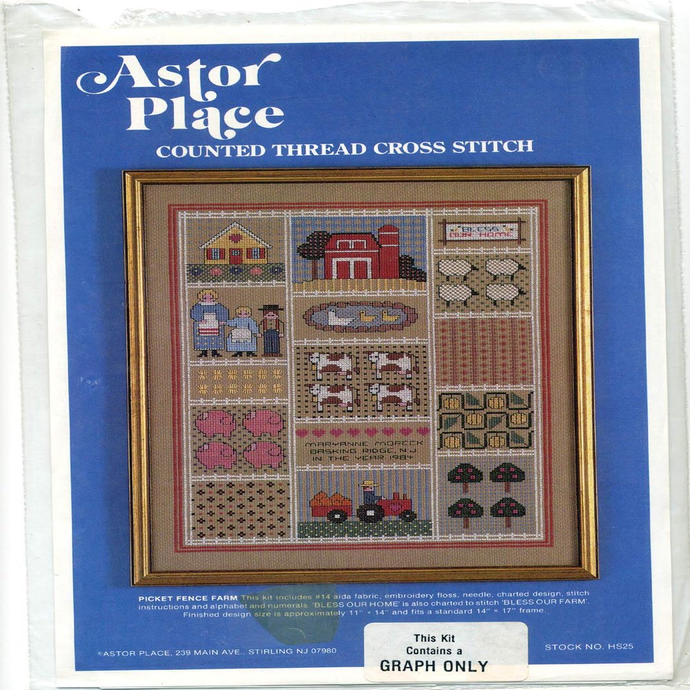 Picket Fence Farm Astor Place Counted Cross Stitch Pattern