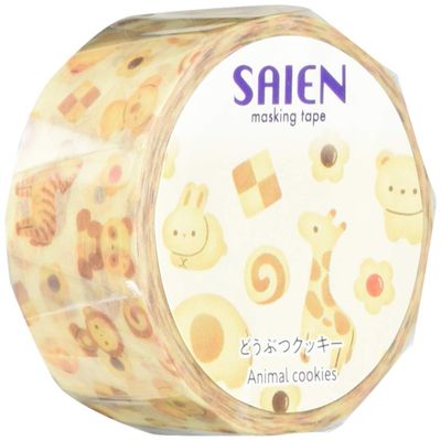 Kamiiso Industrial UR-4023 Masking Tape, Animal Cookie, 0.6 inches (15 mm) x 32.8 ft (10 m)