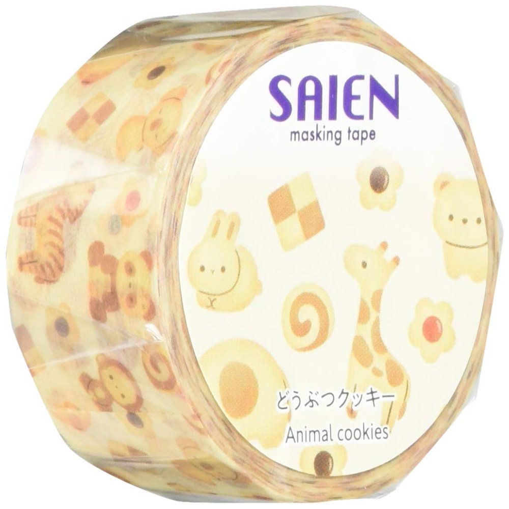 Kamiiso Industrial UR-4023 Masking Tape, Animal Cookie, 0.6 inches (15 mm) x 32.8 ft (10 m)