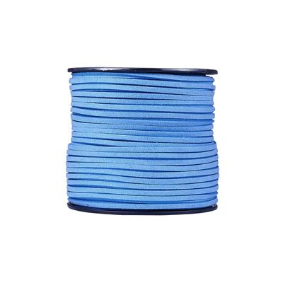 FASHEWELRY 98.43 Yards Faux Suede Leather Cord 0.12 Wide Fiber Flat Leather Lace Beading Thread with Spool for Jewelry Making (Light Sky Blue)