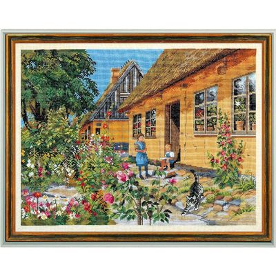 Eva Rosenstand Counted Cross Stitch kit Hollyhocks 2", 75x55cm, DIY