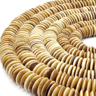 Beadlanta | Bone Beads | Ox Bone Flattened Saucer Disc Beads Light Brown 18mm