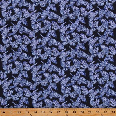Cotton Butterflies Insects Bugs Feathered Beauty Butterfly Blue Cotton Fabric Print by The Yard (D582.65)
