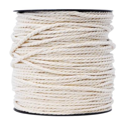 Mandala Crafts Natural Macrame Cord 4mm 3 Strands Twisted Cotton Cord Macrame Supplies - 109 Yds Cotton String Macrame Rope for Crafts Wall Hanging Plant Hangers