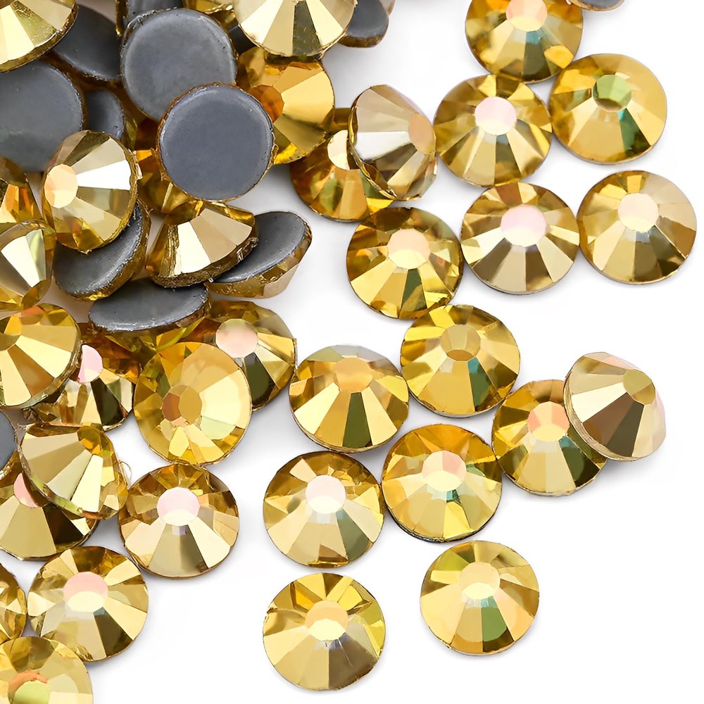 Jollin Hot Fix Crystal Flatback Rhinestones Glass Diamantes Gems 4.8mm(20ss 1440pcs, Metallic Sunshine)