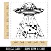 Alien UFO Abducting a Cow Square Rubber Stamp for Stamping Crafting - 2.75in Large view 2
