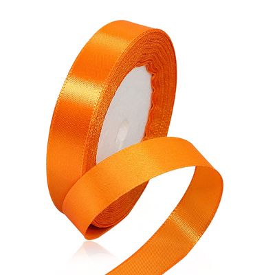 Solid Color Orange Satin Ribbon, 5/8 Inches x 25 Yards Fabric Satin Ribbon for Gift Wrapping, Crafts, Hair Bows Making, Wreath, Wedding Party Decoration and Other Sewing Projects