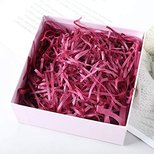Kubert Basket Grass Craft Shredded Tissue Raffia Gift Filler Paper Shreds for DIY Gift Packaging Easter Basket Filling Egg Stuffer Party Supplies Accessories Decoration, 100g, 3.5 Oz (Burgundy)