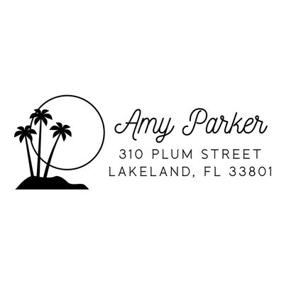 Beach Address Stamp Personalized Self Inking, Palm Tree Address Stamp Self-Inking, 1 x 2.5 inches