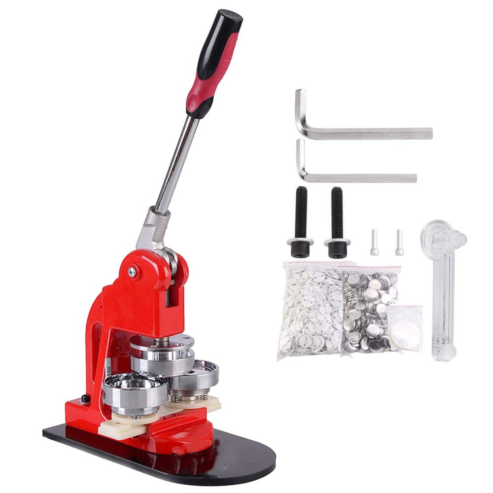 YAOBAO Badge Maker Machine Interchangeable with 100 Pcs Free Circle Button Parts and Cutter Ergonomics Designed Steel Handle Badge Maker Machine Kit for Personalised Badges DIY,37MM