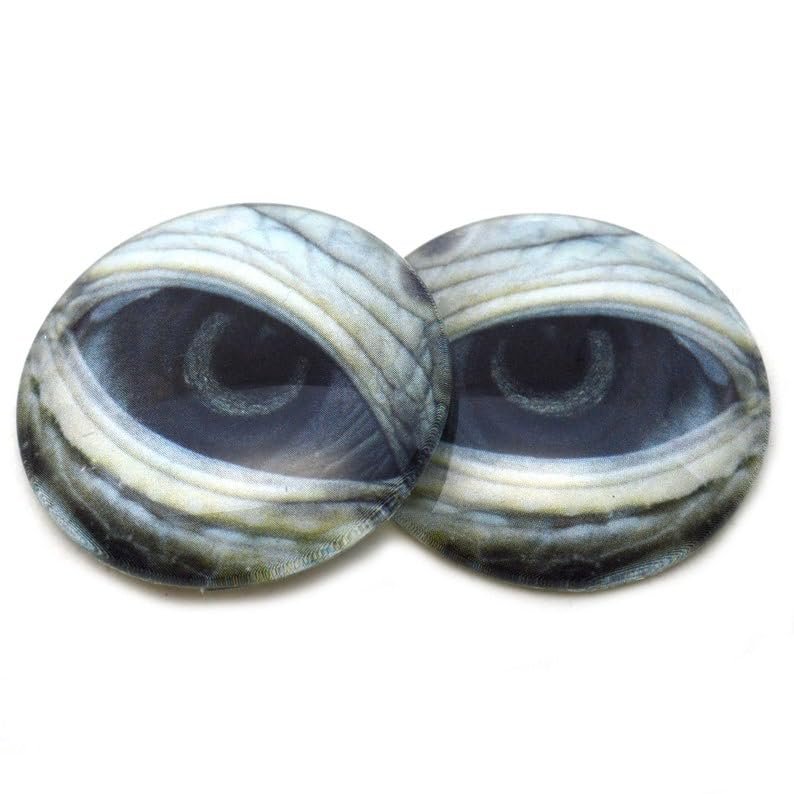 Lidded Sea Turtle Glass Eyes Realistic Animal Pair for Reptile Art Doll Parts, Sculpture, Prop, Mask Crafts, Fursuit Cosplay, Jewelry Making Cabochons, Taxidermy Supplies, and More (14mm)