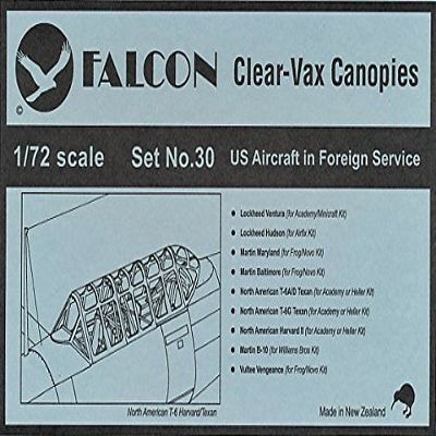 Falcon Industries US Aircraft in Foreign Service Canopy Set: Hudson, T-6, Harvard, Maryland (1/72 Model kit Accessory)