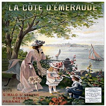 Gnrique Cote d'Emeraude Saint Malo Poster Reproduction on Watercolour Canson Paper 300 g High Quality Format 60 x 90 cm (50 x 70 cm Possible at 70 on Request)