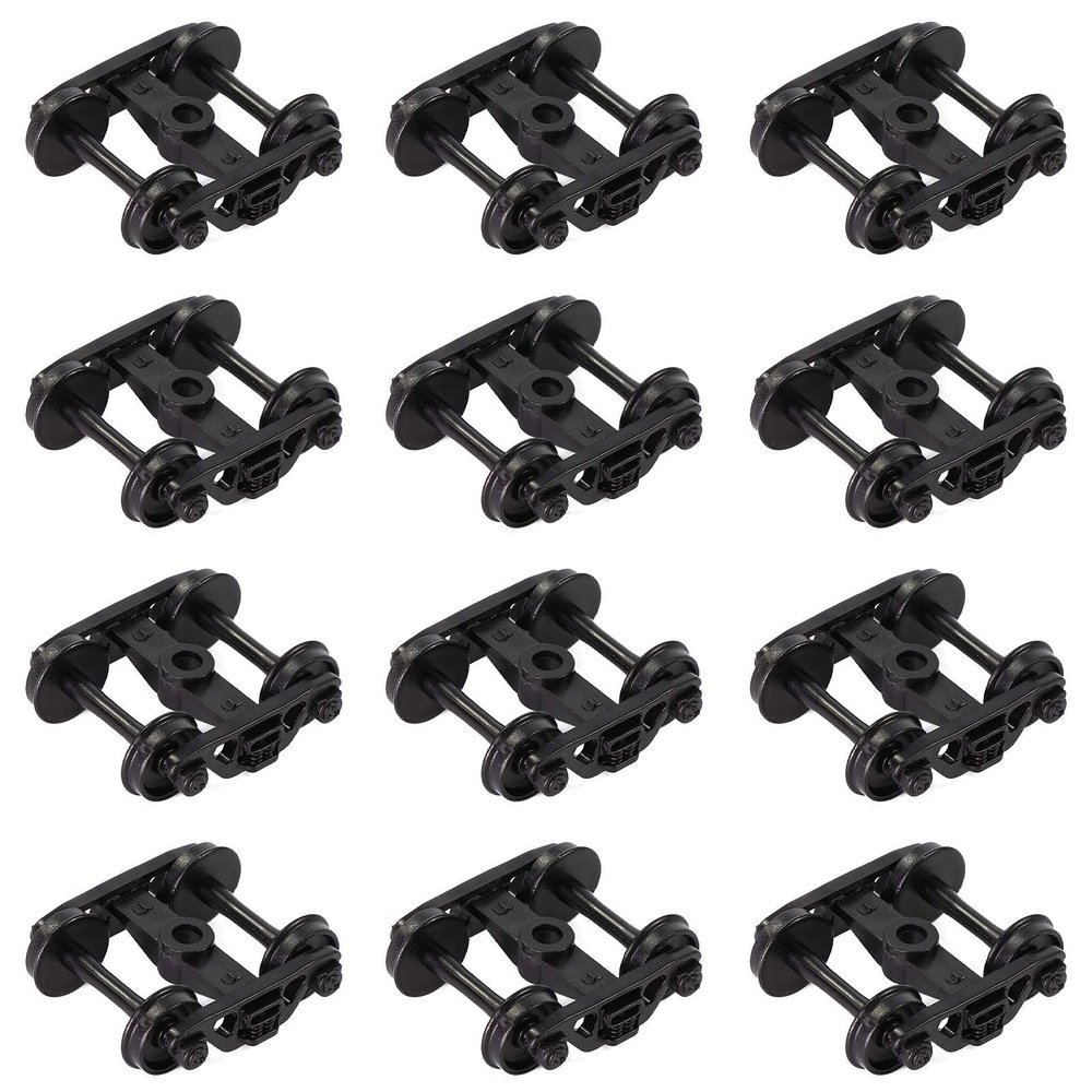 Evemodel 12pcs Model Train Bogie with Plastic Wheels 1:87 HO Scale 33" Model Railway Accessories (Style A)